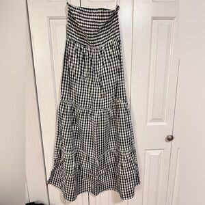 Sim and Sam Black and White Gingham smocked sleeveless dress size L NWT